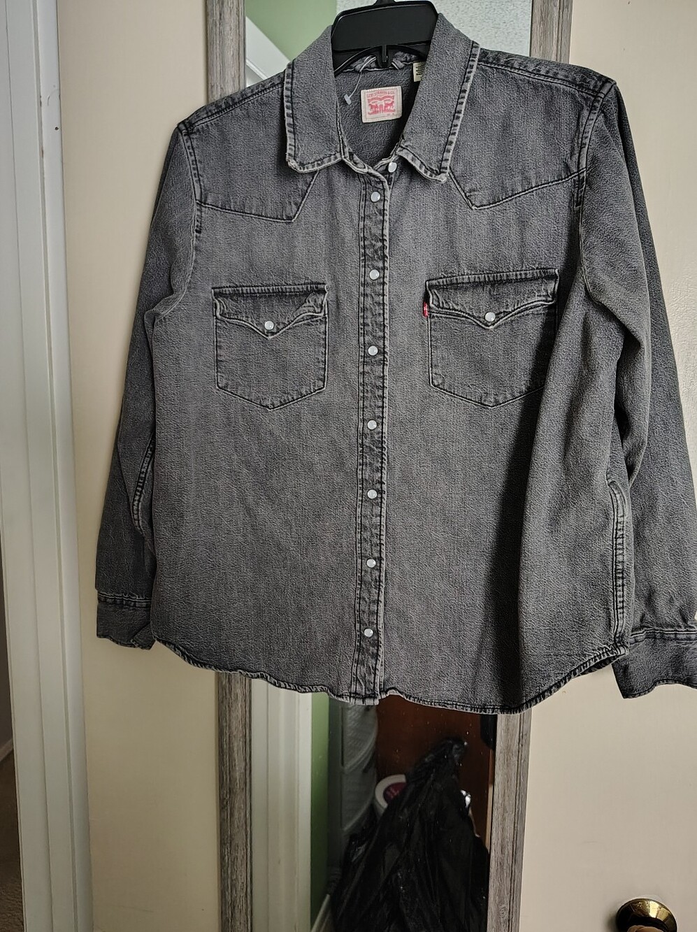 Levi's Charcoal Washed Denim Western Shirt Womans